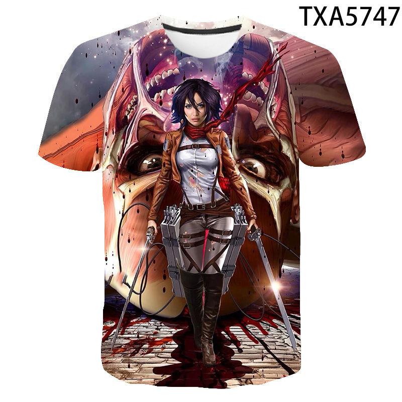 Attack on Titan 3D Pattern T-Shirt for Anime Fans, Stylish Cartoon Tops, Lightweight Polyester Casual Streetwear Clothes