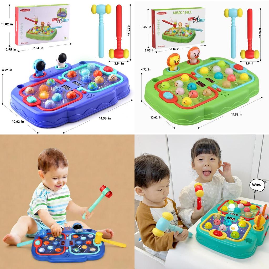 Children Whack A Mole Interactive Toy With Sound For Family Play And Brain Development
