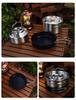 CLS Outdoor 4-teiliges Camping-Kochgeschirrset aus Edelstahl mit Antihaft-Bratpfanne und Suppentopf.