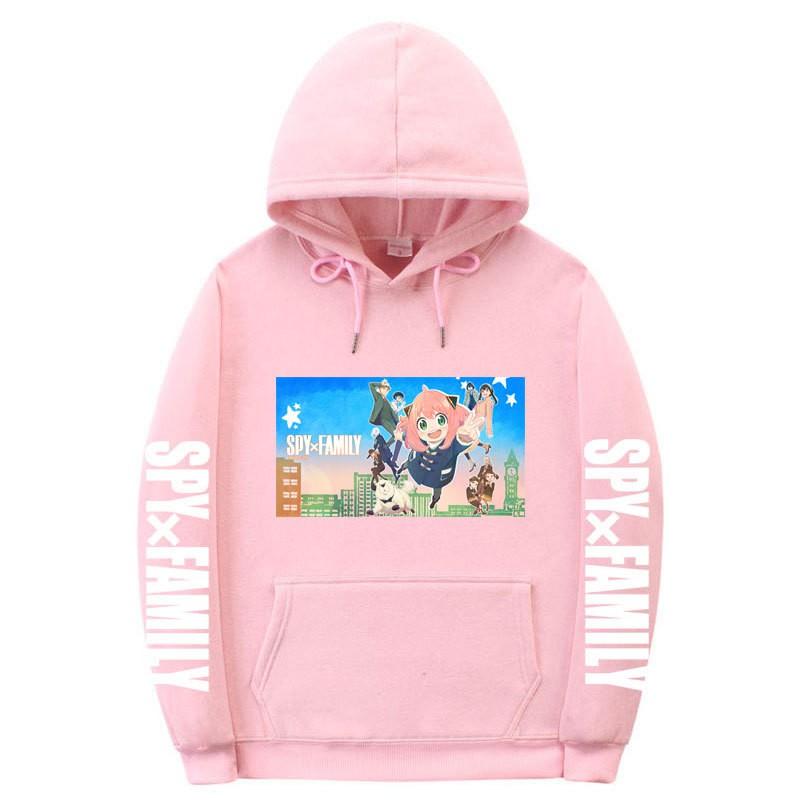 Spy X Family Anime Printed Hoodie Men Women Unisex Oversized Fleece Sweatshirt With Ribbed Hem
