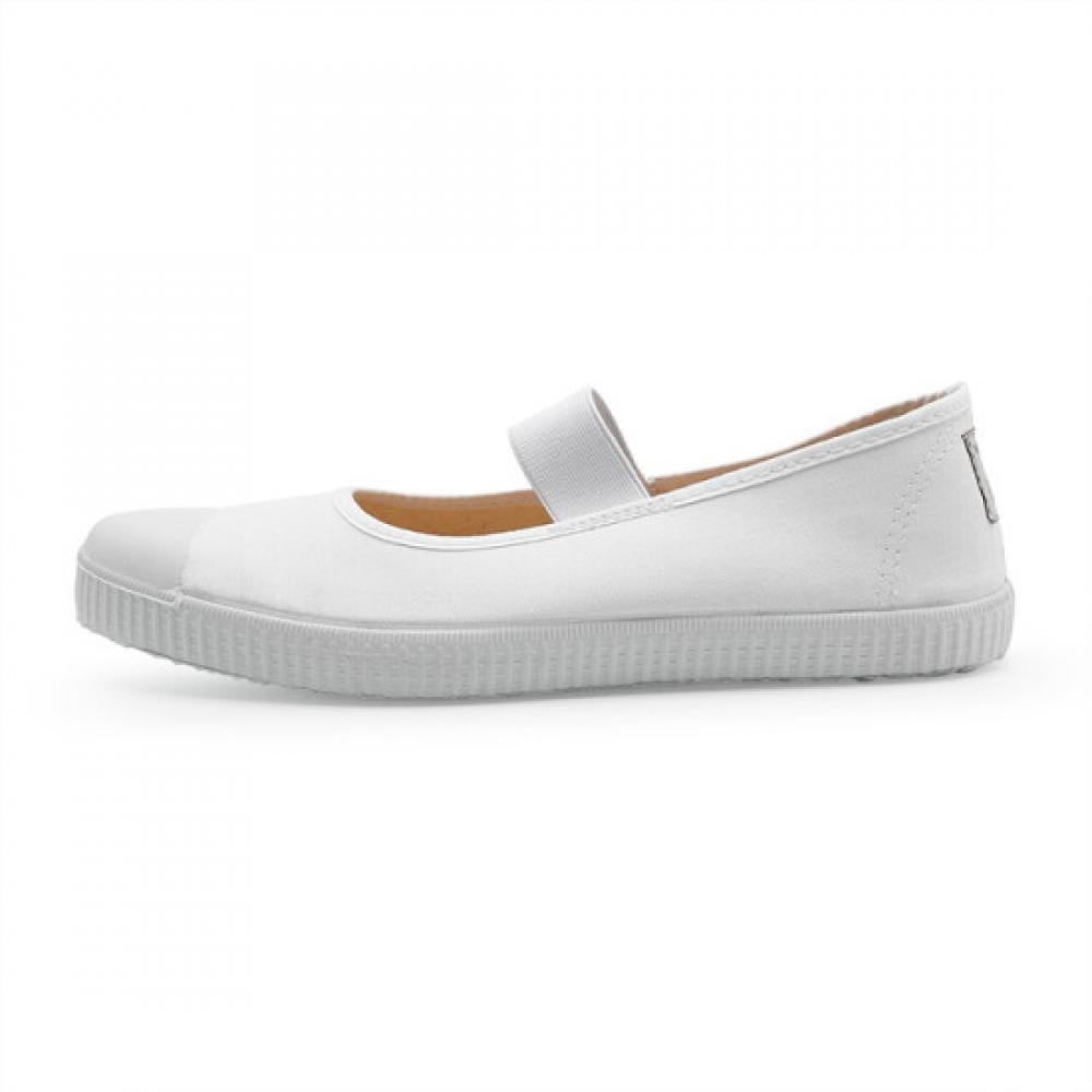 Victoria Shoes Konnichiwa Bonjour Cotton Elastico Flat Blanco 1168922 Blanco