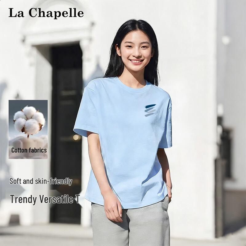 La Chapelle Unisex Japanese Style Cotton T-Shirt with Brushstroke Graphic