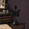 Classic Retro Candle Decor Vintage Metal Holder, Romantic Candlestick Dinner Table Centerpiece, Rustic Pillar Holder Aged Texture for Wedding