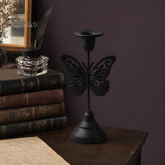 Classic Retro Candle Decor Vintage Metal Holder, Romantic Candlestick Dinner Table Centerpiece, Rustic Pillar Holder Aged Texture for Wedding