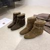 Retro rivet belt decorative short boots women's autumn new flat bottom square head thin boots temperament versatile fashion boots