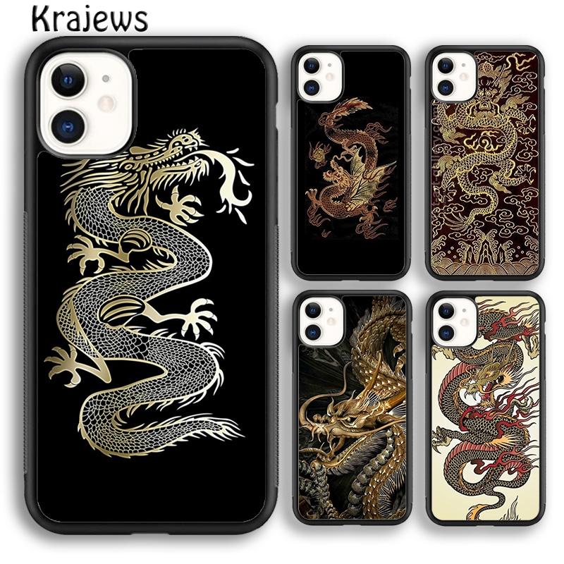 Krajews Traditional chinese Golden Dragon Phone Case Cover For iPhone 17 Air 16 15 14 plus 12 13 pro max Fundas