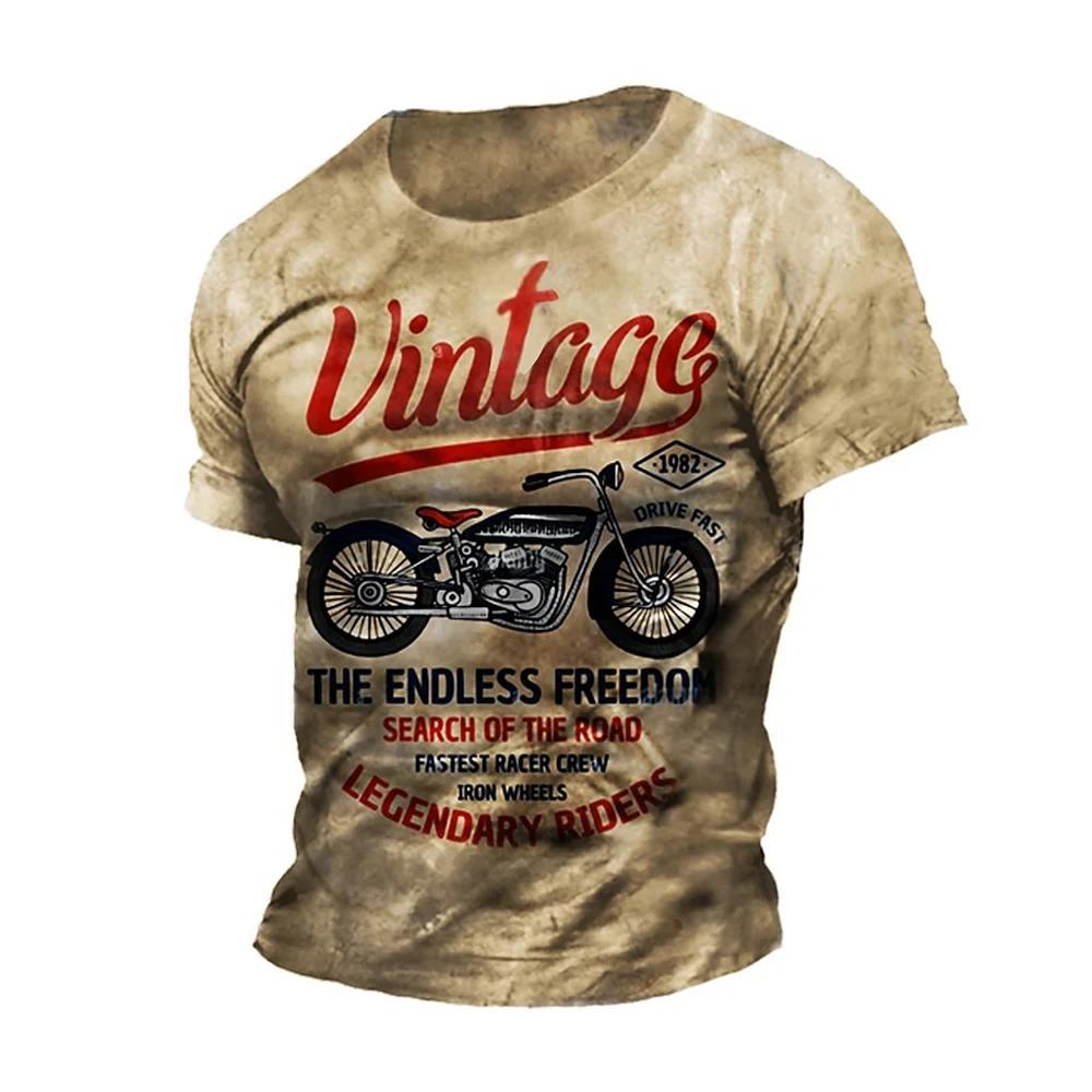 Retro Design Motorcycle Poster 3D Printed Men's T-shirt Summer New Oversized Quick Drying Sports T-Shirts