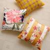 Embroidered Cushion Cover Yellow Butterfly Decorative Pillows for Sofa,45x45 Summer Pillowcase with Flowers for Backrest Support