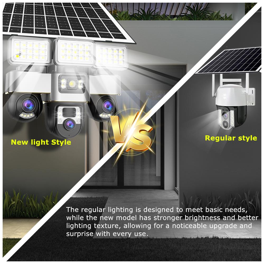 2-in-1 Solar Light & Camera – 3 Screens, 16000mAh, Wireless WiFi CCTV IP Camera, Night Vision Outdoor Surveillance
