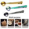 Two-in-one Stainless Steel Coffee Spoon Sealing Clip Kitchen Gold Accessories Recipient Cafe Expresso Cucharilla Decoration