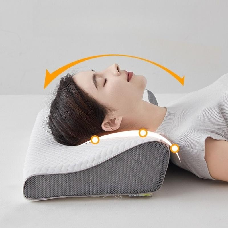 Mid Concave Butterfly Shaped Latex Cervical Pillow Double Support Neck Pillow Scientific Partition Traction Pillow Pillowcase Can Be Disassembled