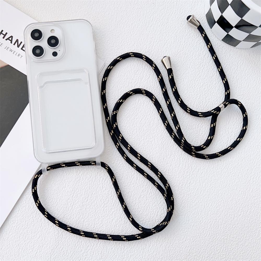 Clear Card Holder Wallet Crossbody Necklace Lanyard Cord Case For iPhone 17 16 15 11 12 13 14 Pro Max Air X S Plus Soft Cover