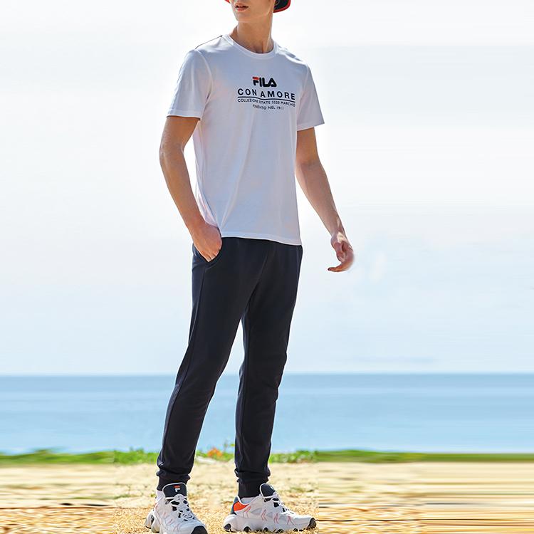 Fila Logo Print Crew Neck Loose Short Sleeve T-Shirt Men Tops Standard-White F11M028114G-WT