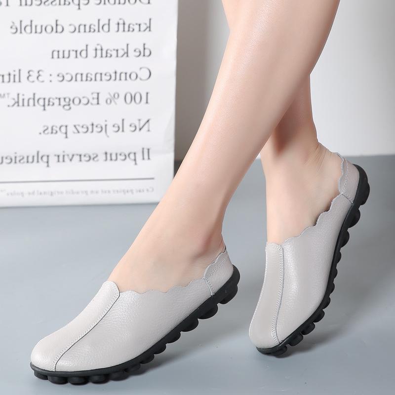 Summer Flat Shoes Genuine Leather Slippers Vintage Slides Outdoor Casual Sandals Flats Women Fashion
