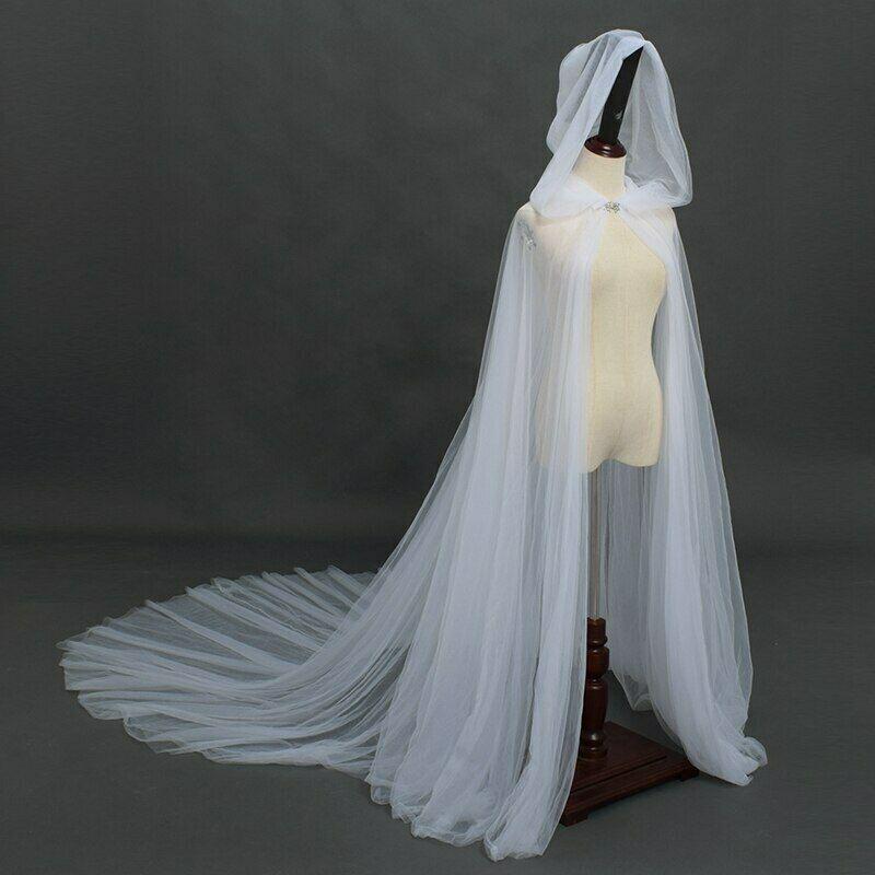 Women's Vintage Halloween Hooded Cloak - Vampire Bride Cape (Black, Red, White)