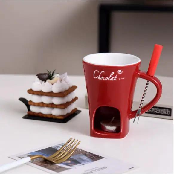 

Chocolate Melting Hot Pot Cup Fork for Ceramic Hot Pot Put Candles Butter Heating Tea Lamp Melting Pot Kitchen Gadgets