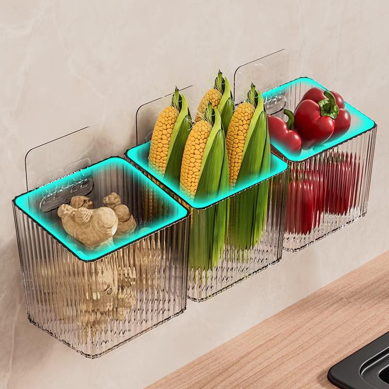 Wall-Mounted Punch-Free Storage Basket for Kitchen and Bathroom
