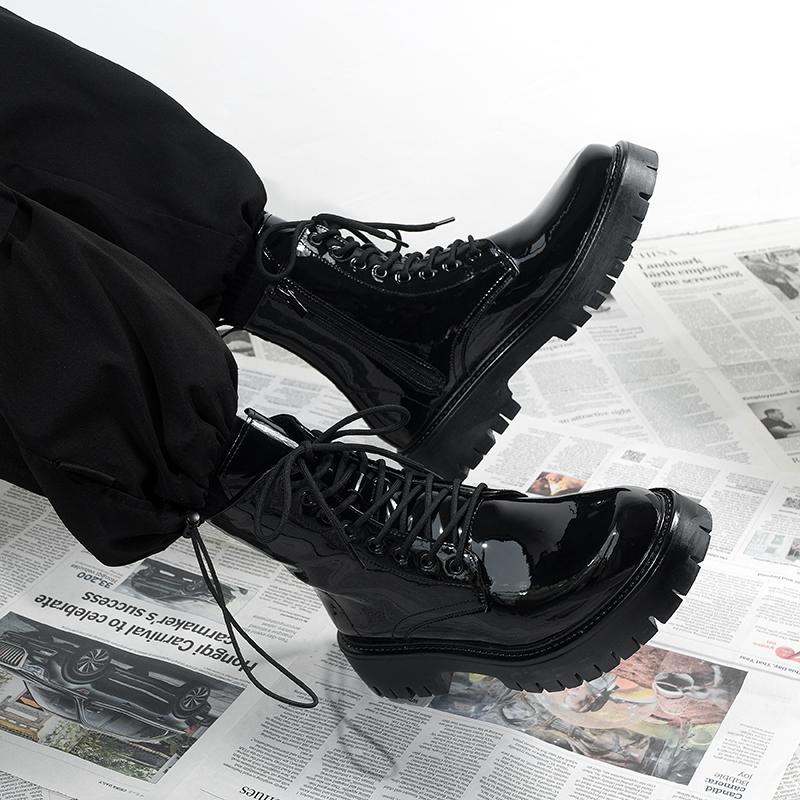 Thick-soled Martin boots winter new British style warm high-top leather shoes locomotive velvet boots leather boots