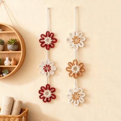 Nordic Handmade Sunflower Tassel Wall Hanging Bohemian Cotton Rope Decoration for Kid's Room Peace