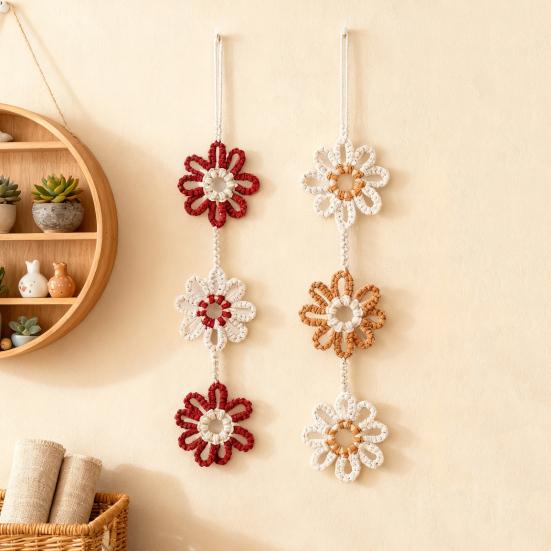 Nordic Handmade Sunflower Tassel Wall Hanging Bohemian Cotton Rope Decoration for Kid's Room Peace