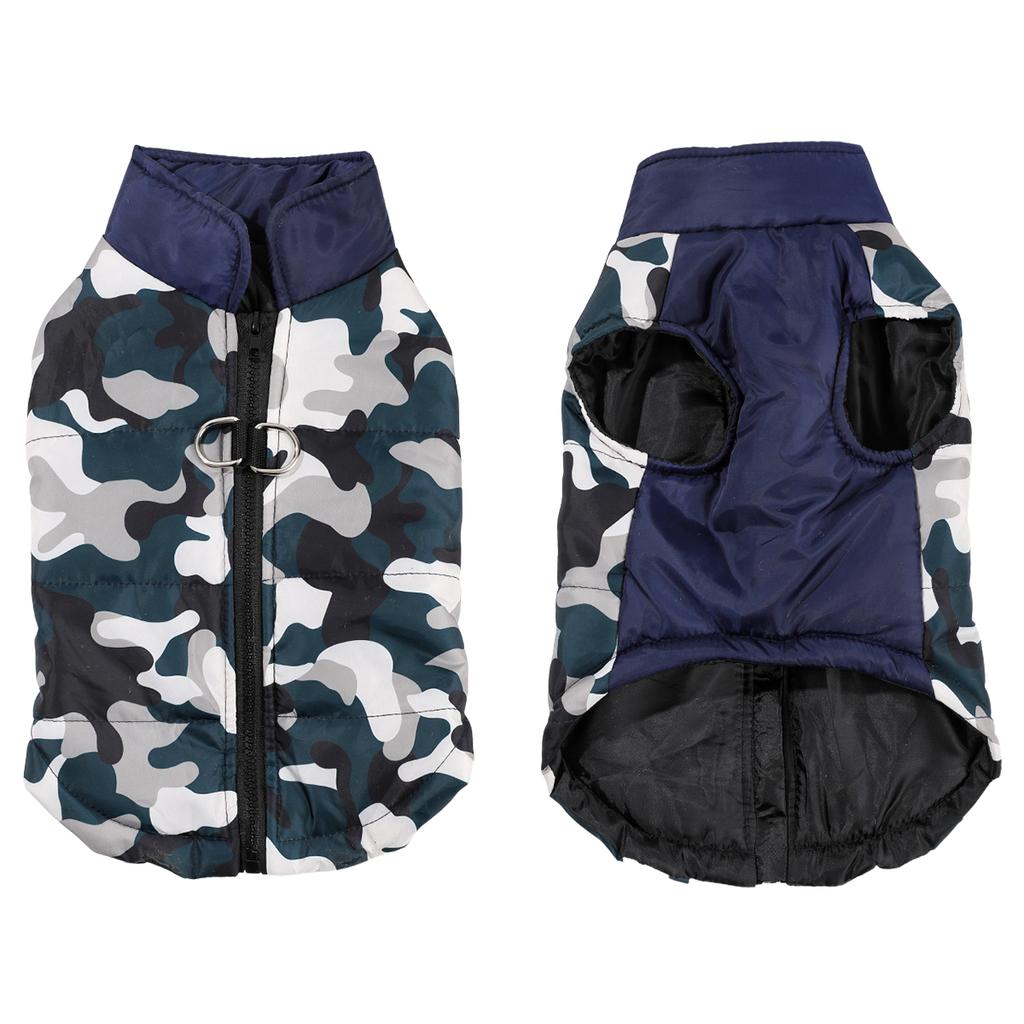 Winter Warm Dog Clothes Camouflage Print Pet Jacket Outdoor Windproof Coat with D-ring for Small Medium Large Dogs Cats Yorkshire Chihuahua Costume