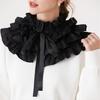 Damen Klassischer gestufter Rüschen-Choker Falscher Kragen mit Bändern für Gothic-Outfits Viktorianischer abnehmbarer Kragen Schal Cape