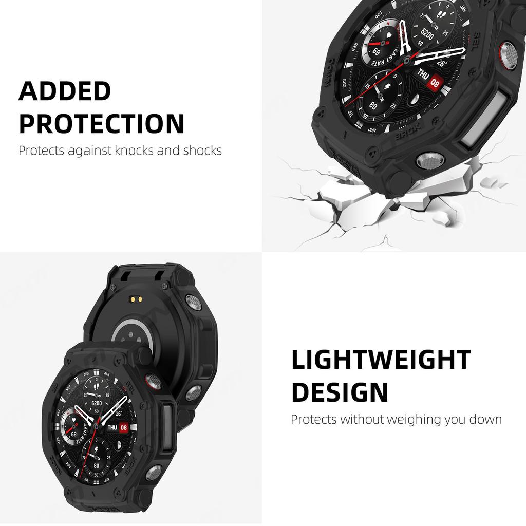 Glass+Case for Amazfit T-Rex 3 Anti-scratch Screen Protector Tempered Glass Film + Bumper Silicone Protective Cover Accessories