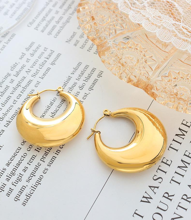 Exquisite Gold-Plated Titanium Steel Hoop Earrings - European Style, Non-Fading, Personalized Design