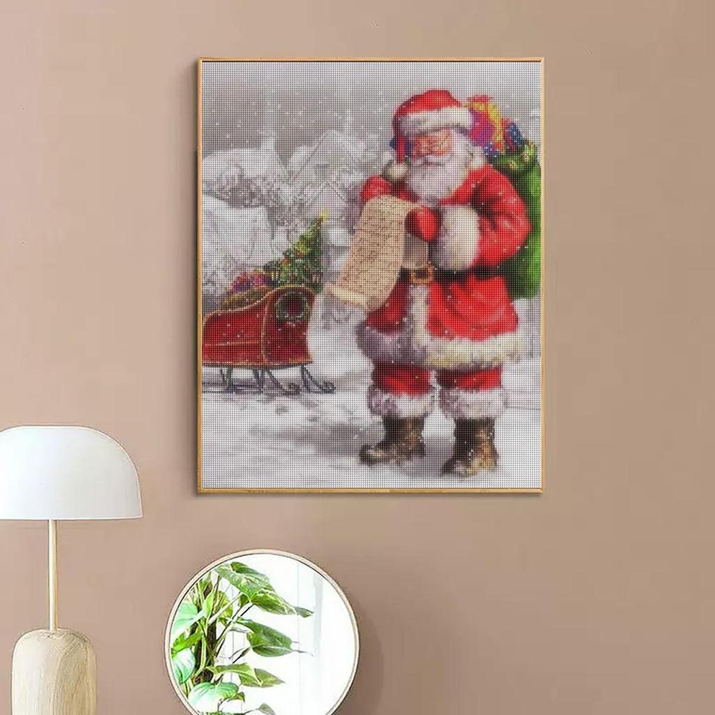 Diy Diamond Painting Embroidery Christmas Santa Claus Full Round Needlework Room Decor 30x40cm/12x16inch