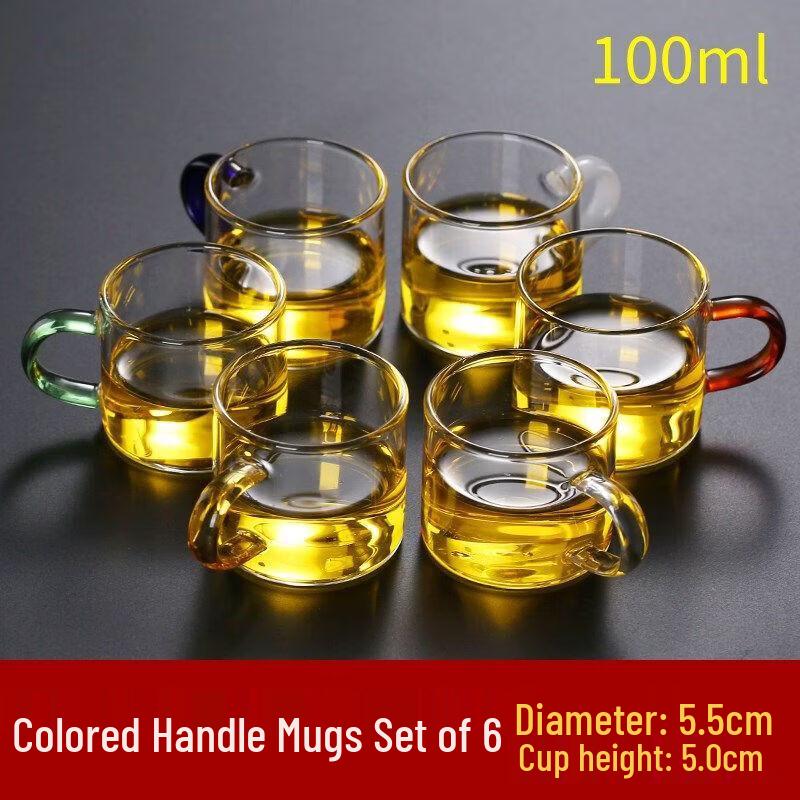 Star Marked Heat-Resistant Glass Kung Fu Master Teacups, Set of 6