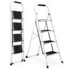 Step Ladder Folding Step Stool for Adults with Anti-Slip Pedal,330 Lbs Capacity for Kitchen, Home,White