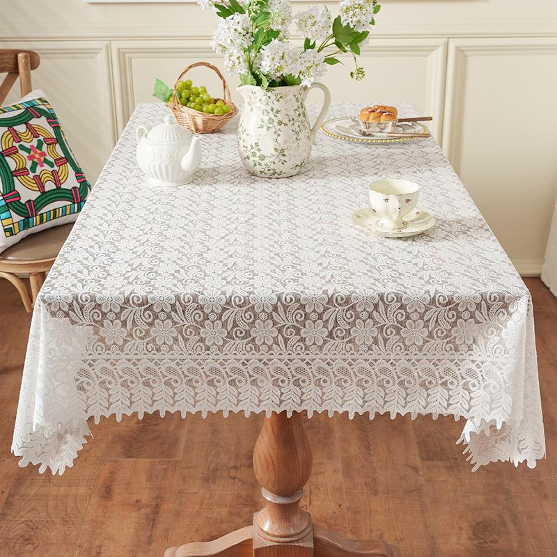 

Tablecloth French Retro Tablecloth Atmosphere Garden Light Luxury Desk Dining Table Decoration Balcony Lace Dust 60*60cm білий
