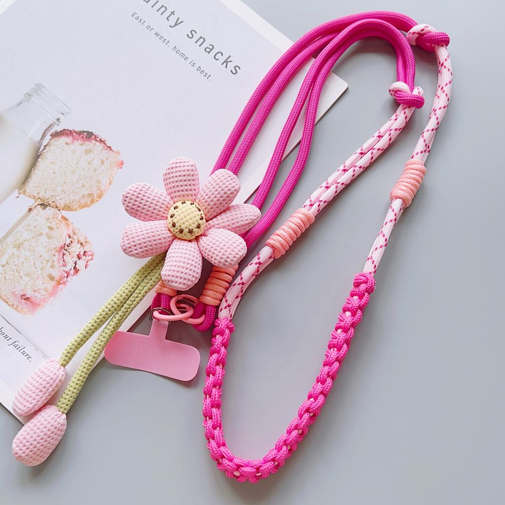 Reines Handgewebtes Universelles Handy-Lanyard, Langes Crossbody-Lanyard, Modischer Sonnenblumen-Anhänger, Verdicktes Lanyard