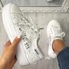 Women Shoes Fashion Summer Casual White Shoes Cutouts Lace Canvas Hollow Breathable Platform Flat Shoes Woman Sneakers