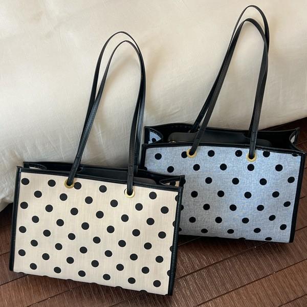 New Trendy Polka Dot Large-Capacity Tote Bag Niche Casual Simple Women'S Shoulder Bag Underarm Bag