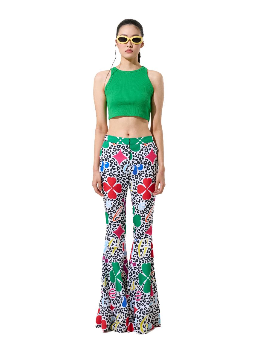 Greedius Basic High Neck Crop Top Green L