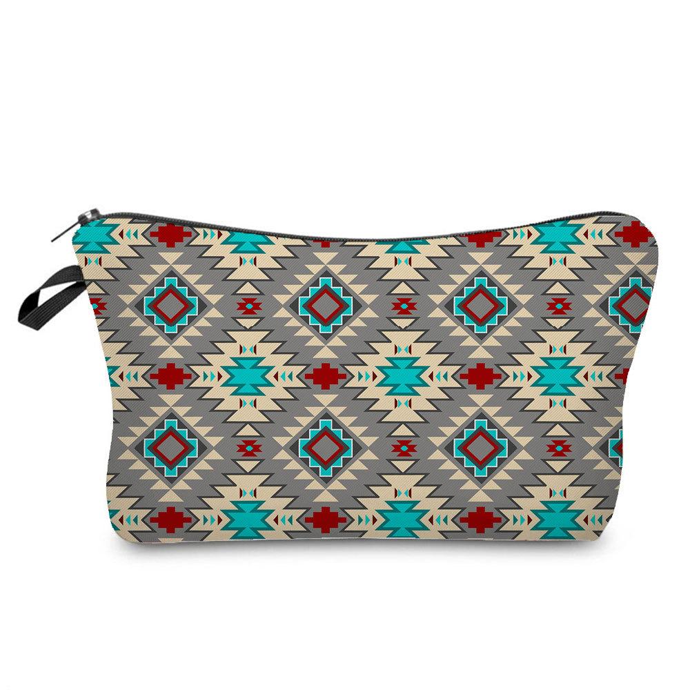 Women Geometric figure Print Cosmetic Bag Toiletries Organize Travel Storage Case 6756 KTB