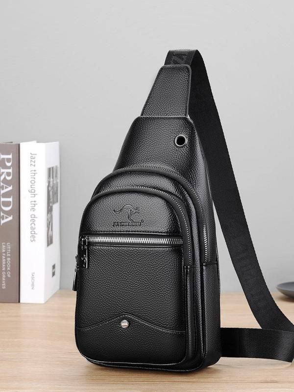 Men's PU Leather Crossbody Sling Bag - Casual Fashion Small Backpack
