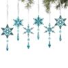 6 Pcs Acrylic Crystal Christmas Ornament Sparkling Clear Snowflake Hanging Ornaments with Drop Pendants for Winter Chandelier Xmas