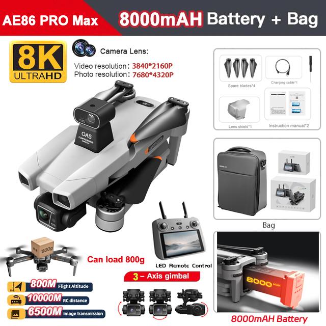 2025 New AE86 PRO MAX GPS Drone With 3-Axis Gimbal Professional 8K HD ESC Camera 5G FPV WiFi 28 Min Brushless RC Quadcopter 8KM