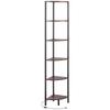 6 Tier Corner Shelf, Tall Corner Stand with LED Light, Wall Shelves Tower Storage Organizer with Metal Frame & Wooden Shelves, Narrow Display Book