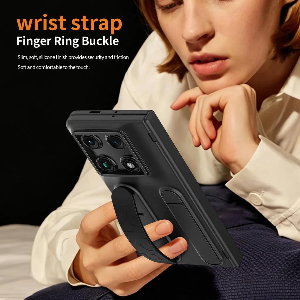 Wristband Holder Hinge Card Slot Phone Case For Motorola Razr Fold With Pen Slot & S Pen Screen Protector Film Cover