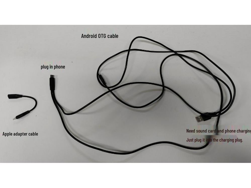 OTG Adapter Cable: Type-C to USB Live Sound Card with Dual C Charging