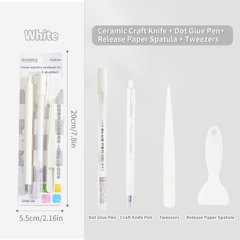 4Pcs/Set Glue Pen Carving Knife Tweezers Small Shovel Student Diy Handmade Set Journal Tools Sationery Craft Kit Supplies