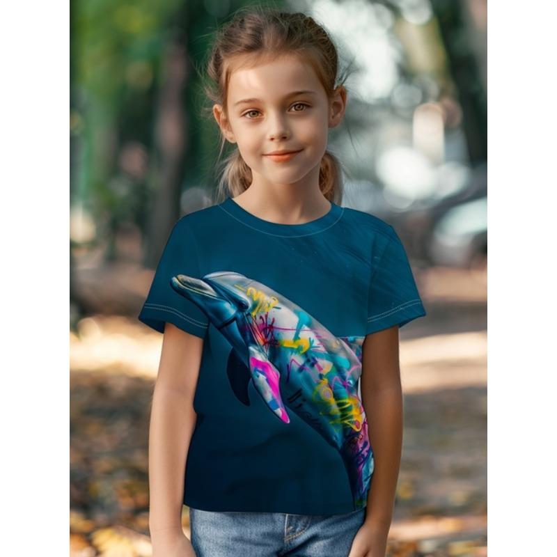 Children's Clothing Girl T-Shirt Short Sleeve 3D Cartoon Print Kids Summer Clothes Casual Kawaii Round Neck Girl Clothes Tops