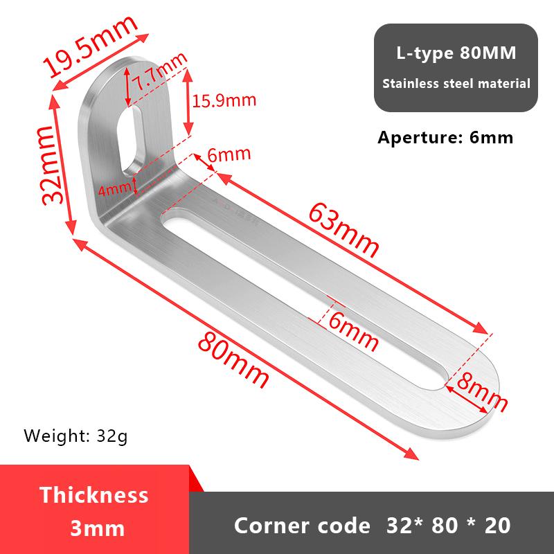 Edelstahl Verstellbarer Winkel Code Langloch Aktivität 90 ° Rechter Winkel Möbelbefestigung L-Förmiger Regalwinkel Verbinder