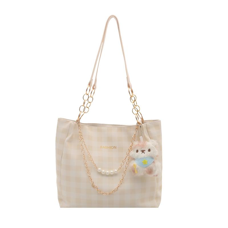 Plaid largecapacity bag women's new niche plaid tote bag fashion underarm shoulder messenger bag