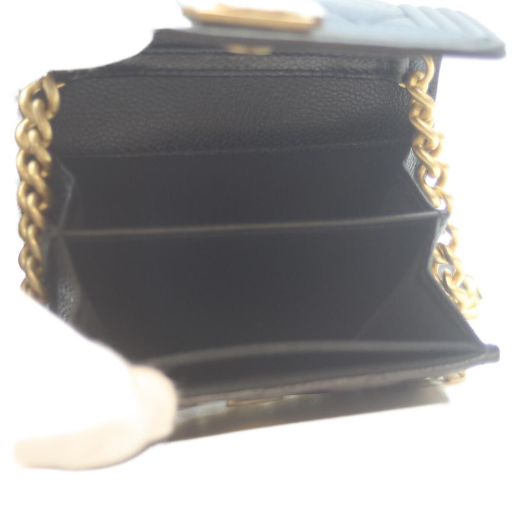 Chanel AP2206 Black Caviar GHardware Boi Chanel Compact Chain Wallet Shoulder Bag blackUsed