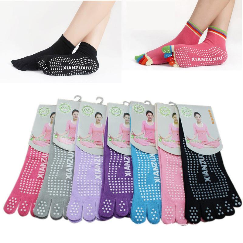 Non-Slip Yoga Socks Five-Finger Socks, Women'S Color Medium Tube Five-Toe Socks