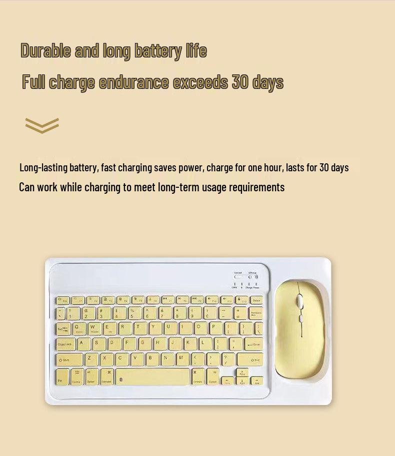 Jingzun Bluetooth 10-Inch Keyboard & Mouse Set for iPad and Tablets with Touch Control & Personalized Color Printing